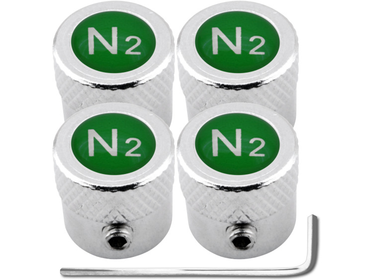 4 Nitrogen N2 green "striated" antitheft valve caps