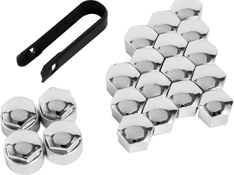 Wheel bolt caps anti-theft 17mm chrome
